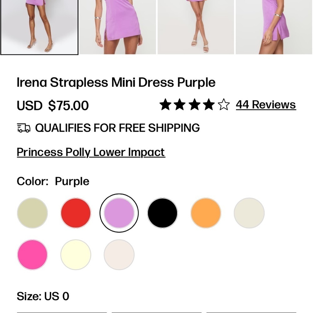 NWT Princess Polly Strapless Purple Mini Dress - Picture 4 of 9